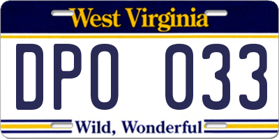 WV license plate DPO033