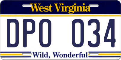 WV license plate DPO034
