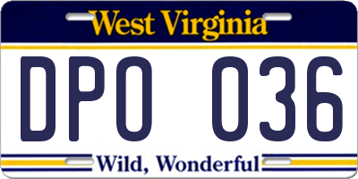 WV license plate DPO036