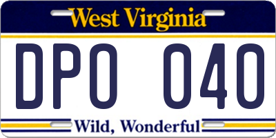 WV license plate DPO040