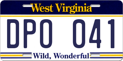 WV license plate DPO041