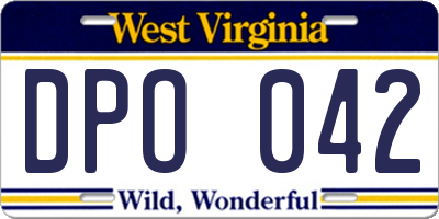 WV license plate DPO042