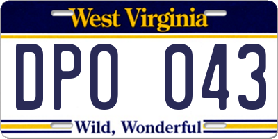 WV license plate DPO043