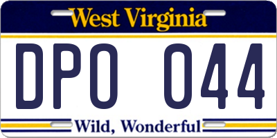WV license plate DPO044