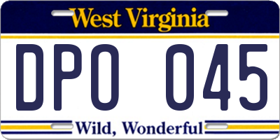 WV license plate DPO045