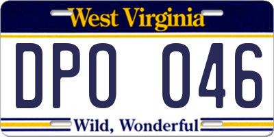 WV license plate DPO046