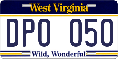 WV license plate DPO050