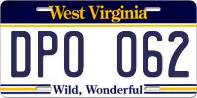 WV license plate DPO062