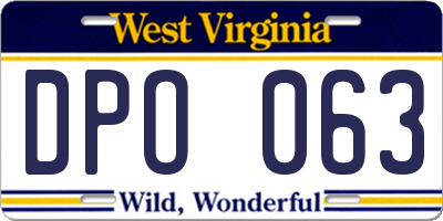 WV license plate DPO063