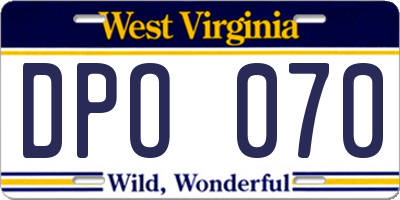 WV license plate DPO070