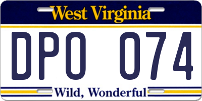 WV license plate DPO074