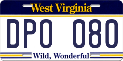 WV license plate DPO080