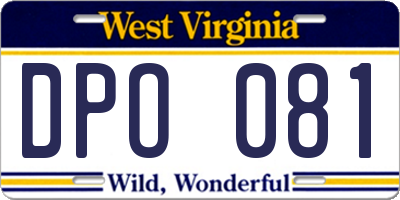 WV license plate DPO081
