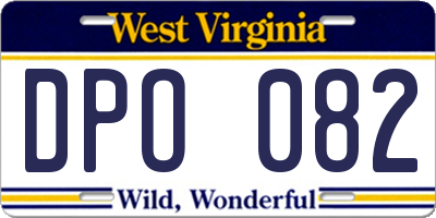 WV license plate DPO082