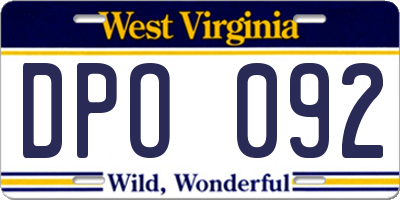 WV license plate DPO092