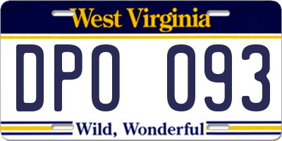 WV license plate DPO093