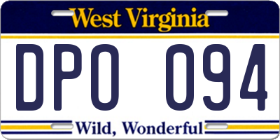 WV license plate DPO094