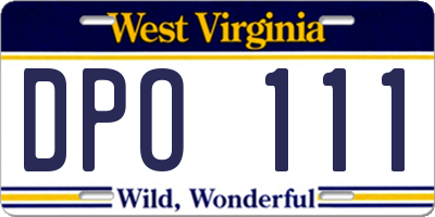 WV license plate DPO111