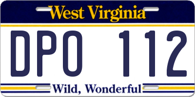 WV license plate DPO112