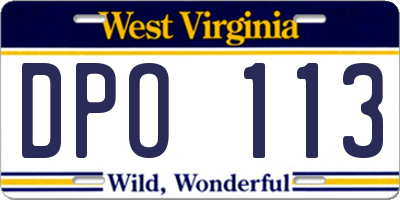 WV license plate DPO113