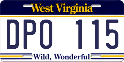 WV license plate DPO115