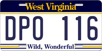WV license plate DPO116