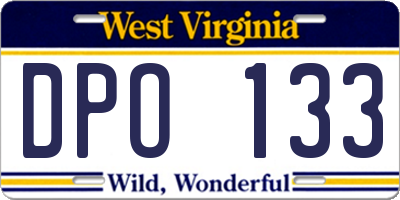 WV license plate DPO133