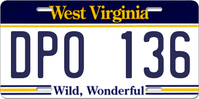 WV license plate DPO136