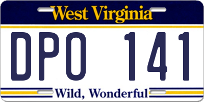 WV license plate DPO141