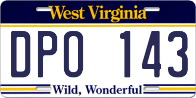 WV license plate DPO143
