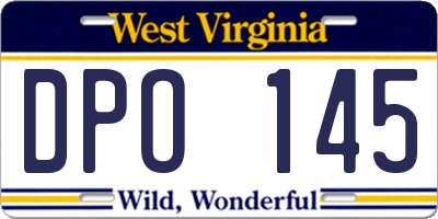 WV license plate DPO145