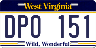 WV license plate DPO151