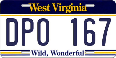 WV license plate DPO167