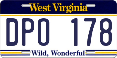 WV license plate DPO178
