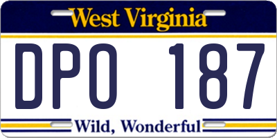 WV license plate DPO187