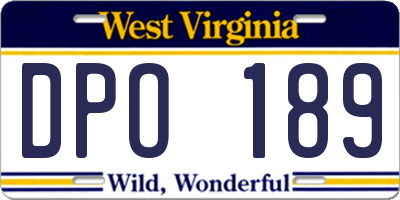 WV license plate DPO189