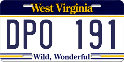 WV license plate DPO191