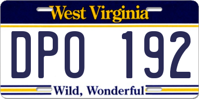 WV license plate DPO192