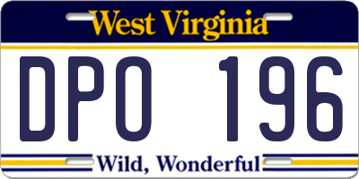 WV license plate DPO196