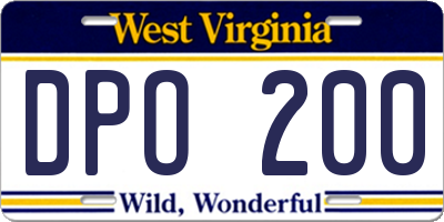 WV license plate DPO200