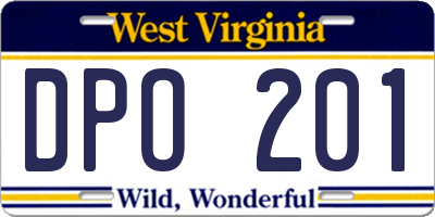 WV license plate DPO201