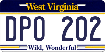 WV license plate DPO202