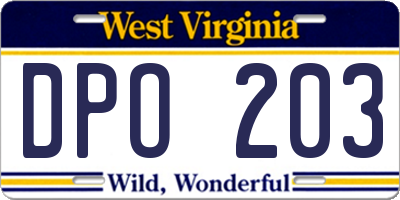 WV license plate DPO203