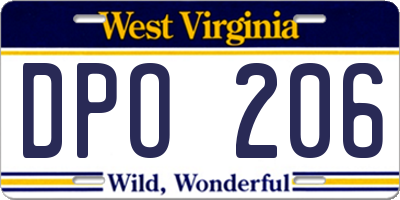WV license plate DPO206