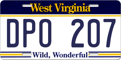WV license plate DPO207