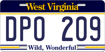 WV license plate DPO209