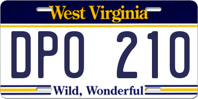 WV license plate DPO210