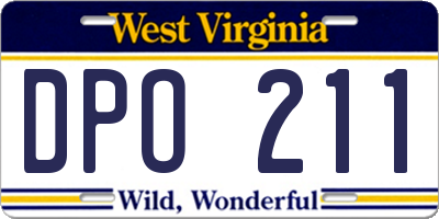 WV license plate DPO211