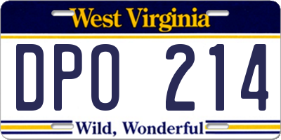 WV license plate DPO214