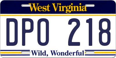 WV license plate DPO218